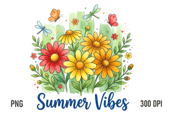 Download Summer Vibes Floral Butterfly PNG Art - Summer vibes Collection